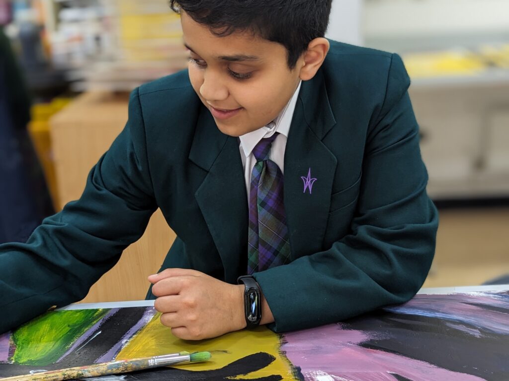 student painting
